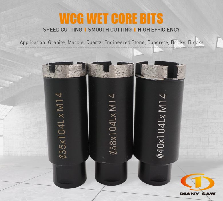Wcg wet diamond core bits granite marble quartz engineered stone concrete
