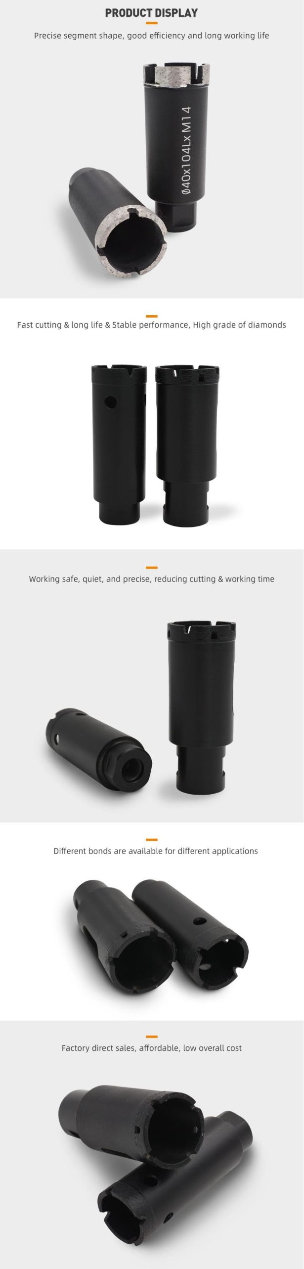 Wcg wet diamond core bits drill bits smooth
