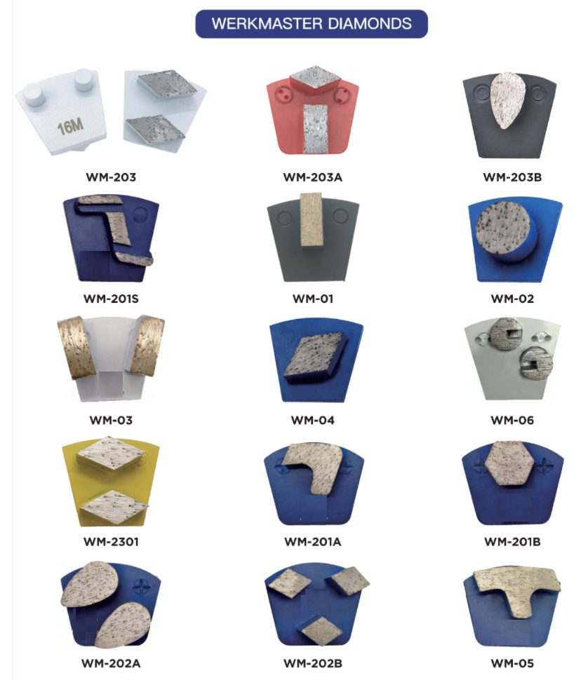 Werkmaster concrete floor grinding diamonds metal