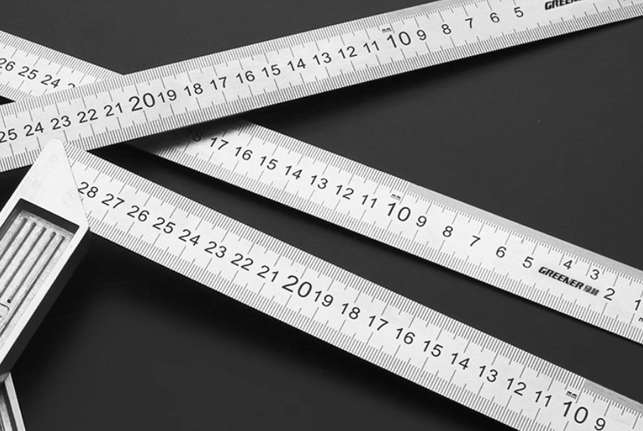 Metal L Square Ruler,90 Degree Right Angle Metric and Inches Ruler, 8 x 12inch Double Sided Ruler, Steel Tempered Measuring Tool for Carpente