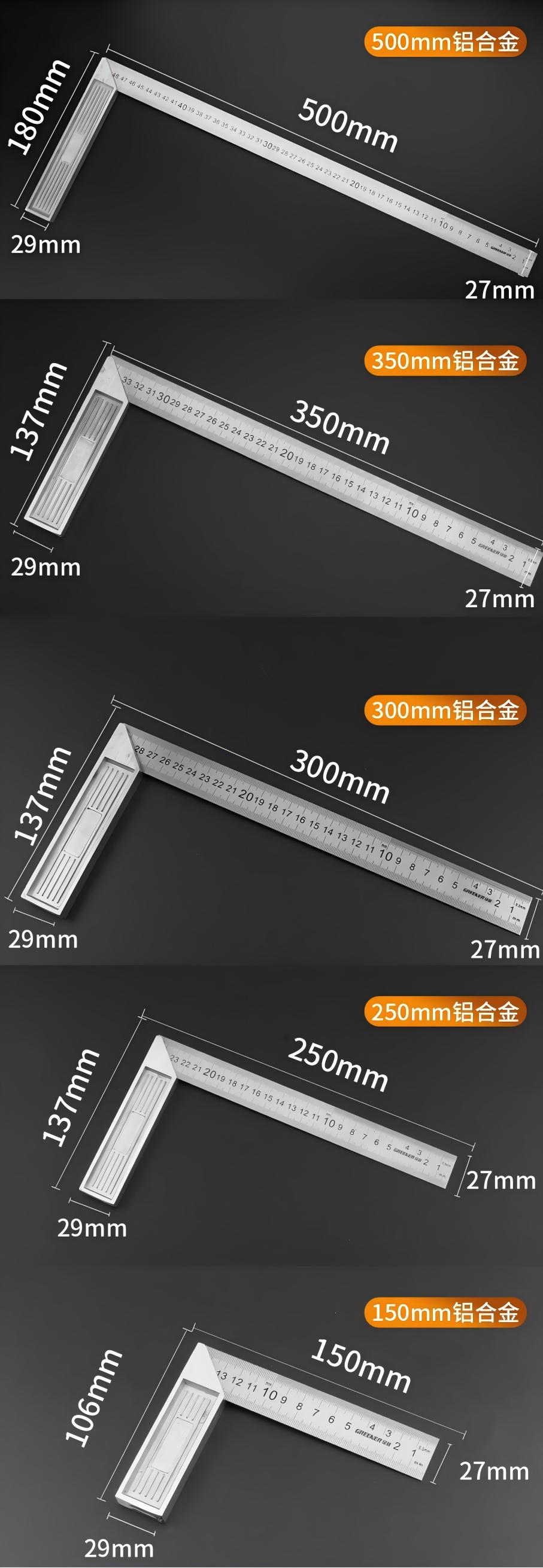 Metal L Square Ruler,90 Degree Right Angle Metric and Inches Ruler, 8 x 12inch Double Sided Ruler, Steel Tempered Measuring Tool for Carpente