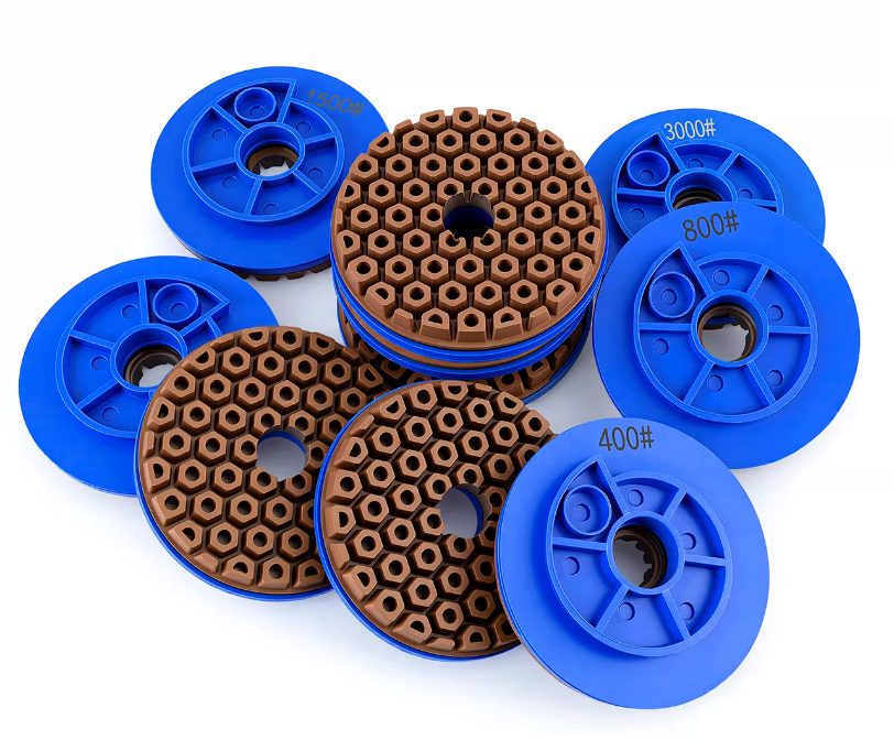 7 Steps Polishing Pads Wet Flexible Diamond Resin Granite Marble Stone Quartz Countertop Angle