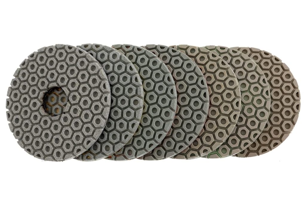 7 Steps Polishing Pads Wet Flexible Diamond Resin Granite Marble Stone Quartz Countertop Angle